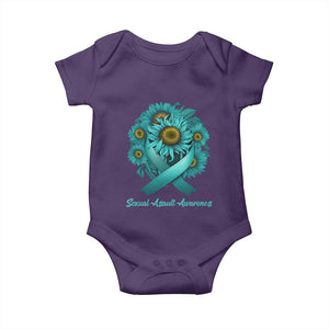Sexual Assault Awareness Baby Onesie Teal Ribbon Sunflowers Support TS02 Purple Print Your Wear