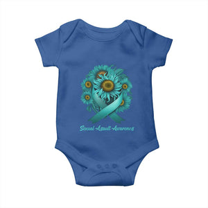 Sexual Assault Awareness Baby Onesie Teal Ribbon Sunflowers Support TS02 Royal Blue Print Your Wear