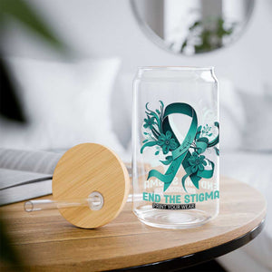 Sexual Assault Awareness Glass Can End The Stigma Teal Floral Ribbon TS02 Print Your Wear