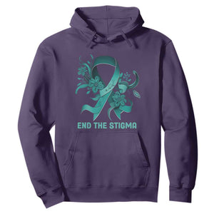 Sexual Assault Awareness Hoodie End The Stigma Teal Floral Ribbon TS02 Purple Print Your Wear