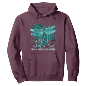 Sexual Assault Awareness Hoodie In April We Wear Teal Ribbon Butterfly TS02 Maroon Print Your Wear