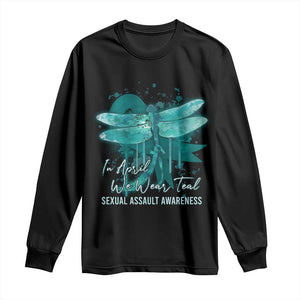 Sexual Assault Awareness Long Sleeve Shirt In April We Wear Teal Ribbon Butterfly TS02 Black Print Your Wear