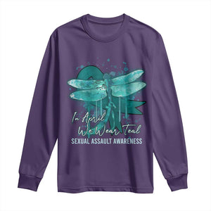 Sexual Assault Awareness Long Sleeve Shirt In April We Wear Teal Ribbon Butterfly TS02 Purple Print Your Wear