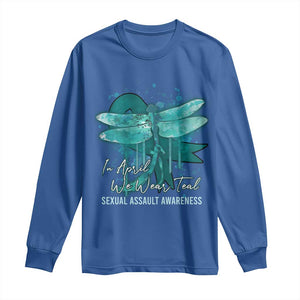 Sexual Assault Awareness Long Sleeve Shirt In April We Wear Teal Ribbon Butterfly TS02 Royal Blue Print Your Wear