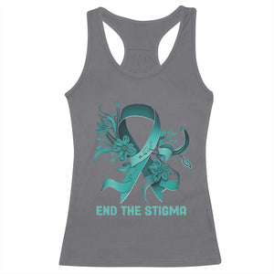 Sexual Assault Awareness Racerback Tank Top End The Stigma Teal Floral Ribbon TS02 Charcoal Print Your Wear