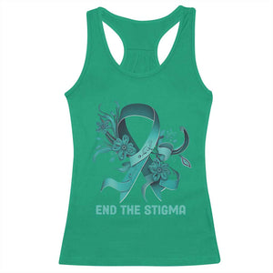 Sexual Assault Awareness Racerback Tank Top End The Stigma Teal Floral Ribbon TS02 Irish Green Print Your Wear