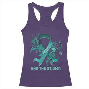 Sexual Assault Awareness Racerback Tank Top End The Stigma Teal Floral Ribbon TS02 Purple Print Your Wear