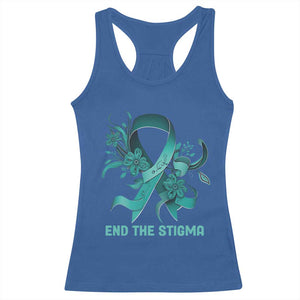 Sexual Assault Awareness Racerback Tank Top End The Stigma Teal Floral Ribbon TS02 Royal Blue Print Your Wear