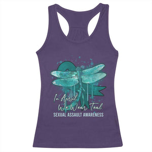 Sexual Assault Awareness Racerback Tank Top In April We Wear Teal Ribbon Butterfly TS02 Purple Print Your Wear
