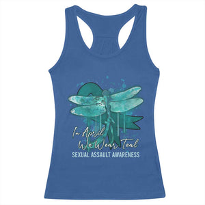 Sexual Assault Awareness Racerback Tank Top In April We Wear Teal Ribbon Butterfly TS02 Royal Blue Print Your Wear