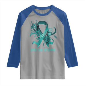Sexual Assault Awareness Raglan Shirt End The Stigma Teal Floral Ribbon TS02 Sport Gray Royal Print Your Wear