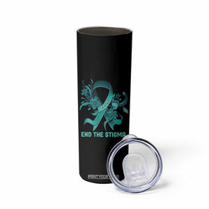 Sexual Assault Awareness Skinny Tumbler End The Stigma Teal Floral Ribbon TS02 Print Your Wear