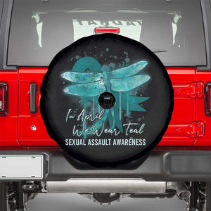 Sexual Assault Awareness Spare Tire Cover In April We Wear Teal Ribbon Butterfly TS02 Black Print Your Wear