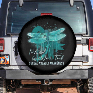 Sexual Assault Awareness Spare Tire Cover In April We Wear Teal Ribbon Butterfly TS02 No hole Black Print Your Wear