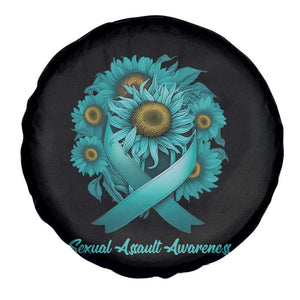 Sexual Assault Awareness Spare Tire Cover Teal Ribbon Sunflowers Support TS02 Print Your Wear