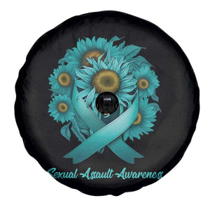 Sexual Assault Awareness Spare Tire Cover Teal Ribbon Sunflowers Support TS02 Print Your Wear