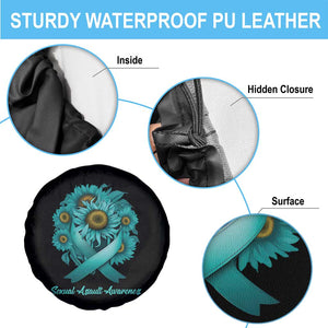 Sexual Assault Awareness Spare Tire Cover Teal Ribbon Sunflowers Support TS02 Print Your Wear