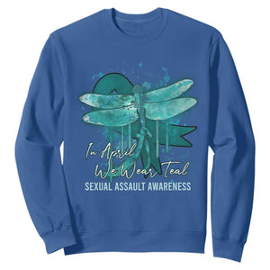 Sexual Assault Awareness Sweatshirt In April We Wear Teal Ribbon Butterfly TS02 Royal Blue Print Your Wear
