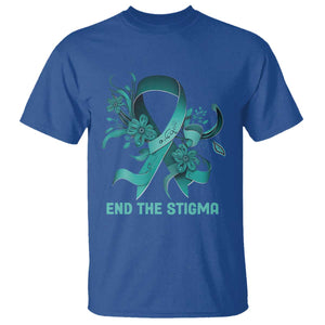 Sexual Assault Awareness T Shirt End The Stigma Teal Floral Ribbon TS02 Royal Blue Print Your Wear