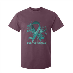 Sexual Assault Awareness T Shirt For Kid End The Stigma Teal Floral Ribbon TS02 Maroon Print Your Wear