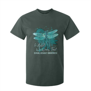 Sexual Assault Awareness T Shirt For Kid In April We Wear Teal Ribbon Butterfly TS02 Dark Forest Green Print Your Wear