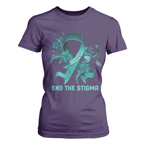 Sexual Assault Awareness T Shirt For Women End The Stigma Teal Floral Ribbon TS02 Purple Print Your Wear