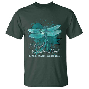 Sexual Assault Awareness T Shirt In April We Wear Teal Ribbon Butterfly TS02 Dark Forest Green Print Your Wear
