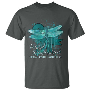 Sexual Assault Awareness T Shirt In April We Wear Teal Ribbon Butterfly TS02 Dark Heather Print Your Wear