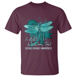 Sexual Assault Awareness T Shirt In April We Wear Teal Ribbon Butterfly TS02 Maroon Print Your Wear