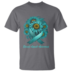Sexual Assault Awareness T Shirt Teal Ribbon Sunflowers Support TS02 Charcoal Print Your Wear