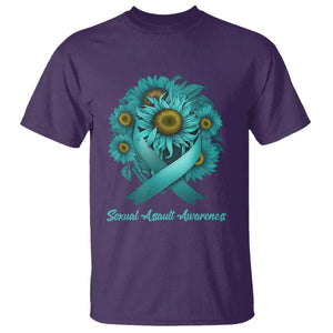 Sexual Assault Awareness T Shirt Teal Ribbon Sunflowers Support TS02 Purple Print Your Wear