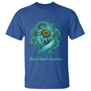 Sexual Assault Awareness T Shirt Teal Ribbon Sunflowers Support TS02 Royal Blue Print Your Wear