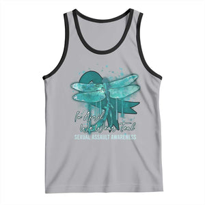 Sexual Assault Awareness Tank Top In April We Wear Teal Ribbon Butterfly TS02 Athletic Heather Black Print Your Wear