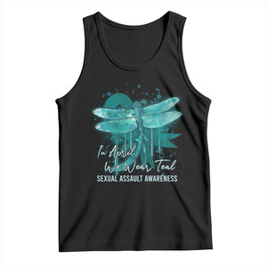 Sexual Assault Awareness Tank Top In April We Wear Teal Ribbon Butterfly TS02 Black Print Your Wear