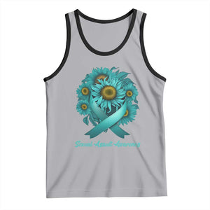 Sexual Assault Awareness Tank Top Teal Ribbon Sunflowers Support TS02 Athletic Heather Black Print Your Wear