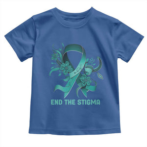 Sexual Assault Awareness Toddler T Shirt End The Stigma Teal Floral Ribbon TS02 Royal Blue Print Your Wear