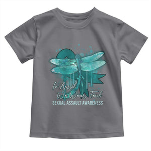 Sexual Assault Awareness Toddler T Shirt In April We Wear Teal Ribbon Butterfly TS02 Charcoal Print Your Wear