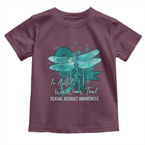 Sexual Assault Awareness Toddler T Shirt In April We Wear Teal Ribbon Butterfly TS02 Maroon Print Your Wear