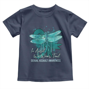 Sexual Assault Awareness Toddler T Shirt In April We Wear Teal Ribbon Butterfly TS02 Navy Print Your Wear