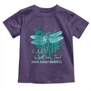 Sexual Assault Awareness Toddler T Shirt In April We Wear Teal Ribbon Butterfly TS02 Purple Print Your Wear