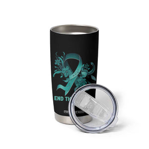 Sexual Assault Awareness Tumbler Cup End The Stigma Teal Floral Ribbon TS02 Print Your Wear