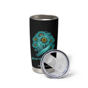 Sexual Assault Awareness Tumbler Cup Teal Ribbon Sunflowers Support TS02 Print Your Wear
