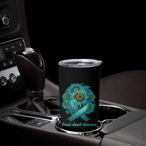 Sexual Assault Awareness Tumbler Cup Teal Ribbon Sunflowers Support TS02 Print Your Wear