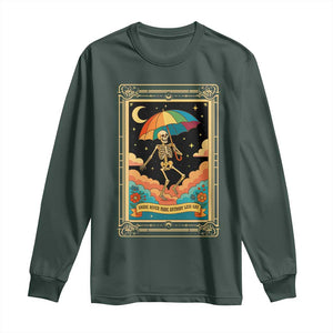 Shade Never Made Anybody Less Gay Long Sleeve Shirt Funny Skeleton Rainbow Pride Month TS10 Dark Forest Green Print Your Wear