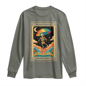 Shade Never Made Anybody Less Gay Long Sleeve Shirt Funny Skeleton Rainbow Pride Month TS10 Military Green Print Your Wear