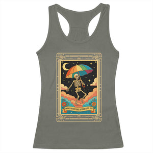 Shade Never Made Anybody Less Gay Racerback Tank Top Funny Skeleton Rainbow Pride Month TS10 Military Green Print Your Wear