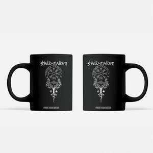 Shield Maiden Coffee Mug Female Warrior Scandinavian Folklore Mythology TS09 Black Print Your Wear