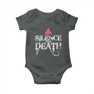 Silence Death Baby Onesie LGBTQ Pride Month TS10 Dark Heather Print Your Wear