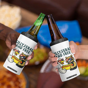 Silly Feral and Free 4 in 1 Can Cooler Tumbler Funny Goose and Raccoon 4th of July Patriotic TS02 Print Your Wear