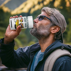 Silly Feral and Free 4 in 1 Can Cooler Tumbler Funny Goose and Raccoon 4th of July Patriotic TS02 Print Your Wear